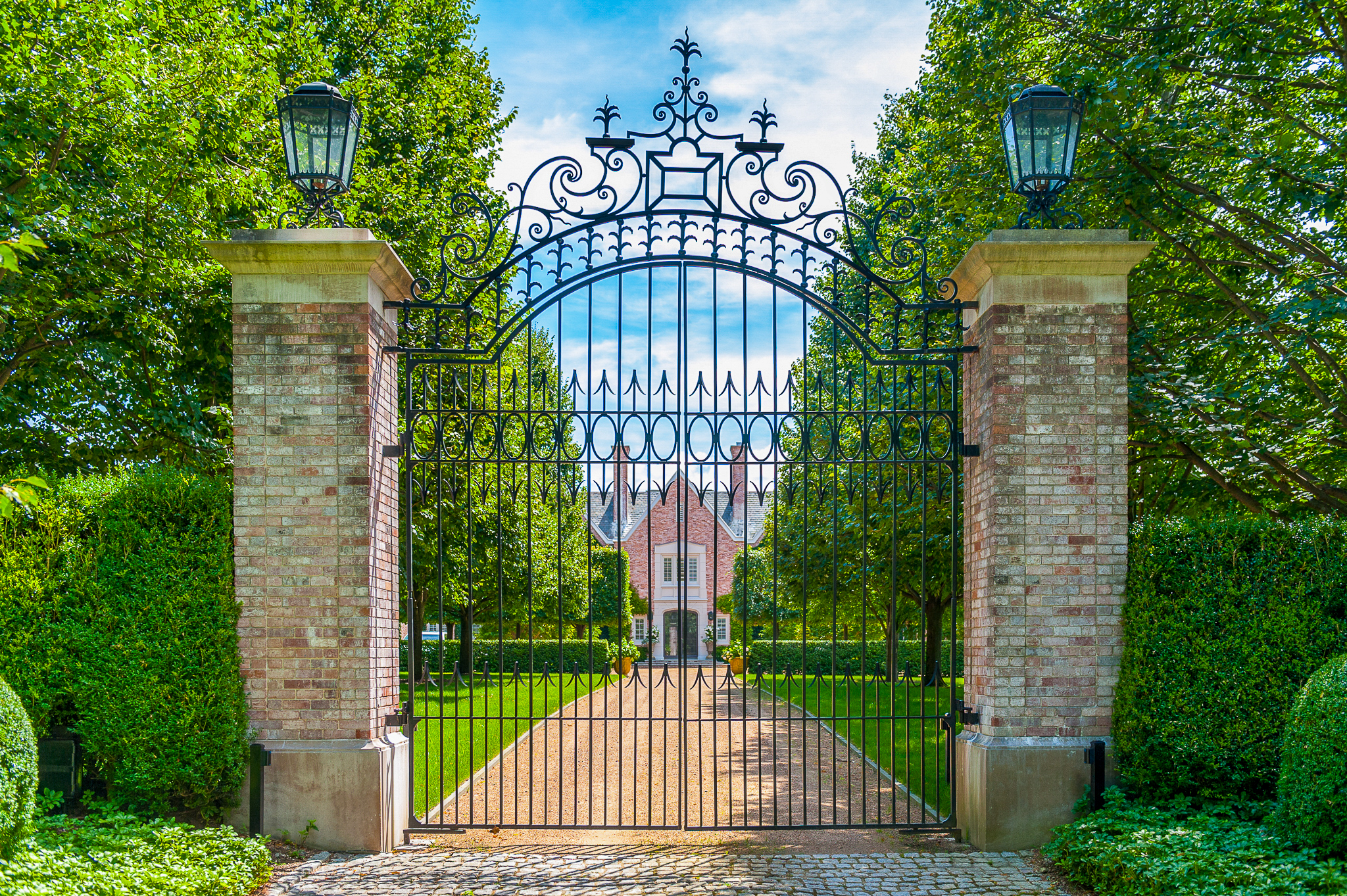Ornamental fancy tall metal gate