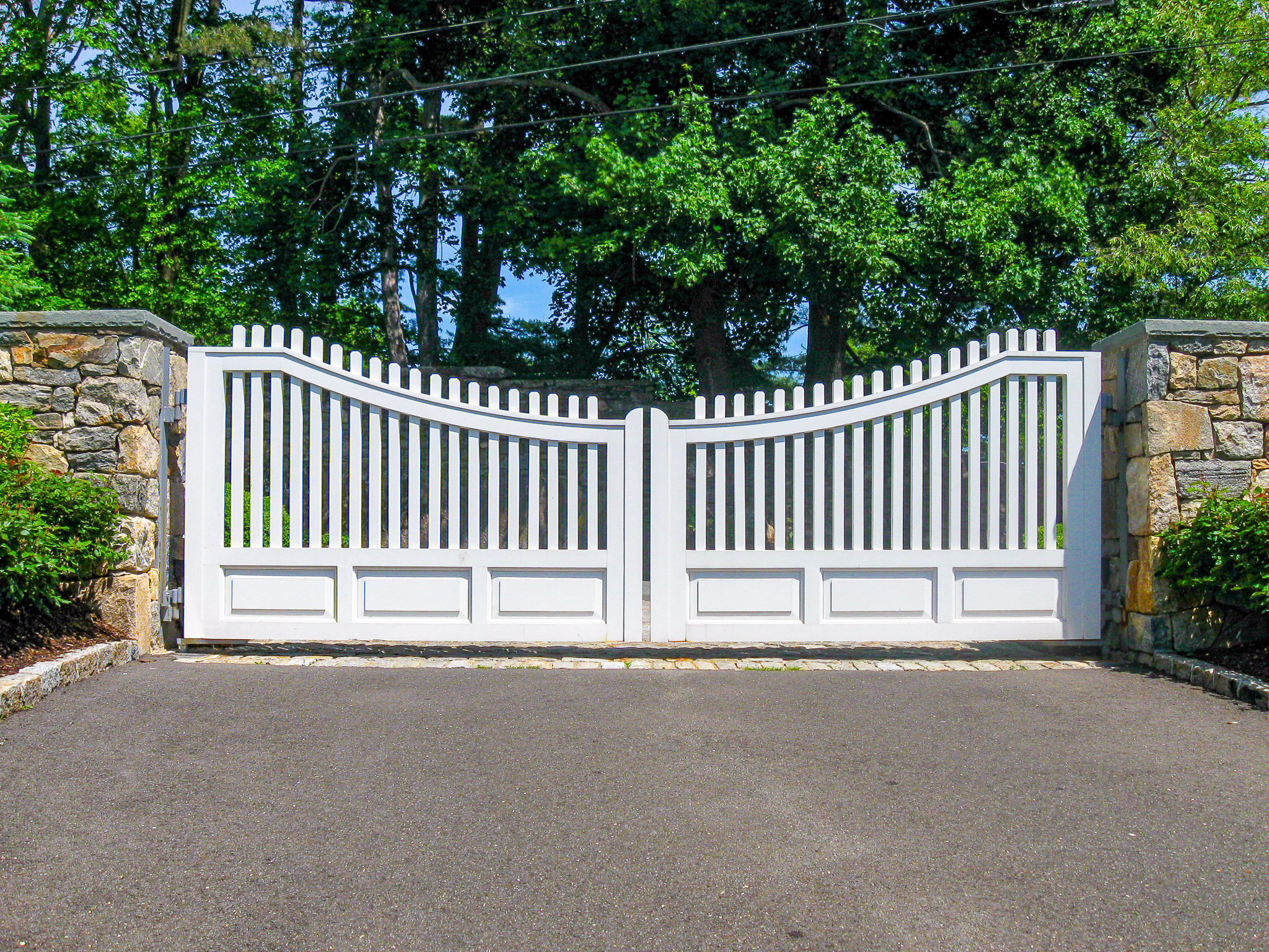 Picket style white composite gate